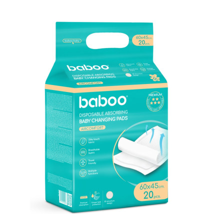 Baboo ühekordsed aluslinad beebidele 60×45cm 20tk  Baboo ühekordsed aluslinad beebidele 60×45cm 20tk