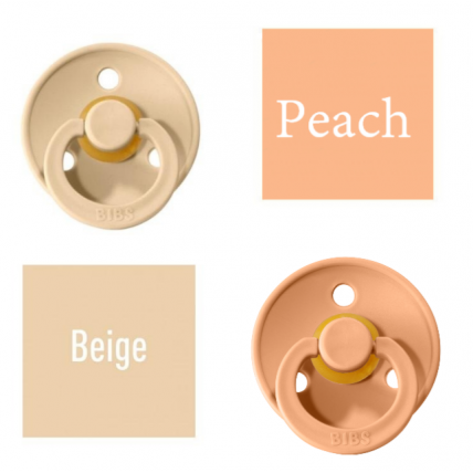 Bibs Beige/Peach Lutt 100% naturaalsest kautšukist – kirsi kujuga 0-6 kuud (2 tk)