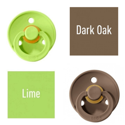 Bibs Lime/Dark Oak Lutt 100% naturaalsest kautšukist – kirsi kujuga 0-6 kuud (2 tk)