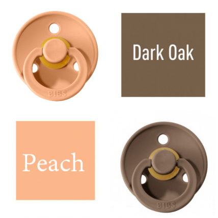 Bibs Dark Oak/Peach Lutt 100% naturaalsest kautšukist – kirsi kujuga 0-6 kuud (2 tk)