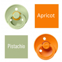 Bibs Pistachio/Apricot Lutt 100% naturaalsest kautšukist – kirsi kujuga 6-18 kuud (2 tk)