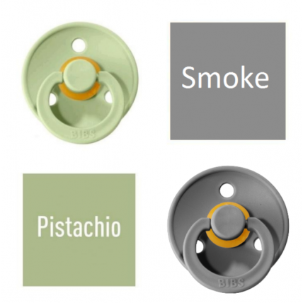 Bibs Pistachio/Smoke Lutt 100% naturaalsest kautšukist – kirsi kujuga 6-18 kuud (2 tk)