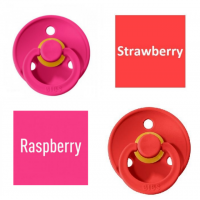 Bibs Raspberry/Strawberry Lutt 100% naturaalsest kautšukist – kirsi kujuga 0-6 kuud (2 tk)