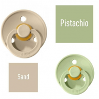 Bibs Pistachio/Sand Lutt 100% naturaalsest kautšukist – kirsi kujuga 6-18 kuud (2 tk)