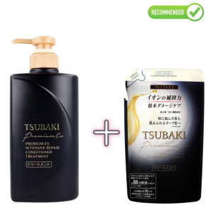 Shiseido Tsubaki Premium EX taastav palsam-mask kahjustatud juustele 490ml + täide 363ml