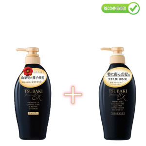 Shiseido Tsubaki Premium EX Taastav šampoon ja palsam-mask kahjustatud juustele 450ml