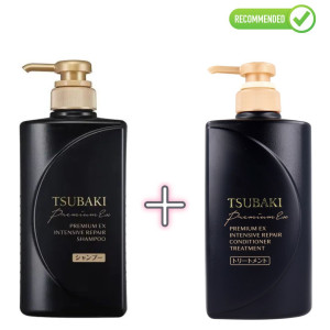 Shiseido Tsubaki Premium EX Taastav šampoon ja palsam-mask kahjustatud juustele 490ml