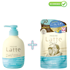 Kracie Ma & Me Latte Šampoon-palsam 2 in 1 490ml + täitepakend 360ml